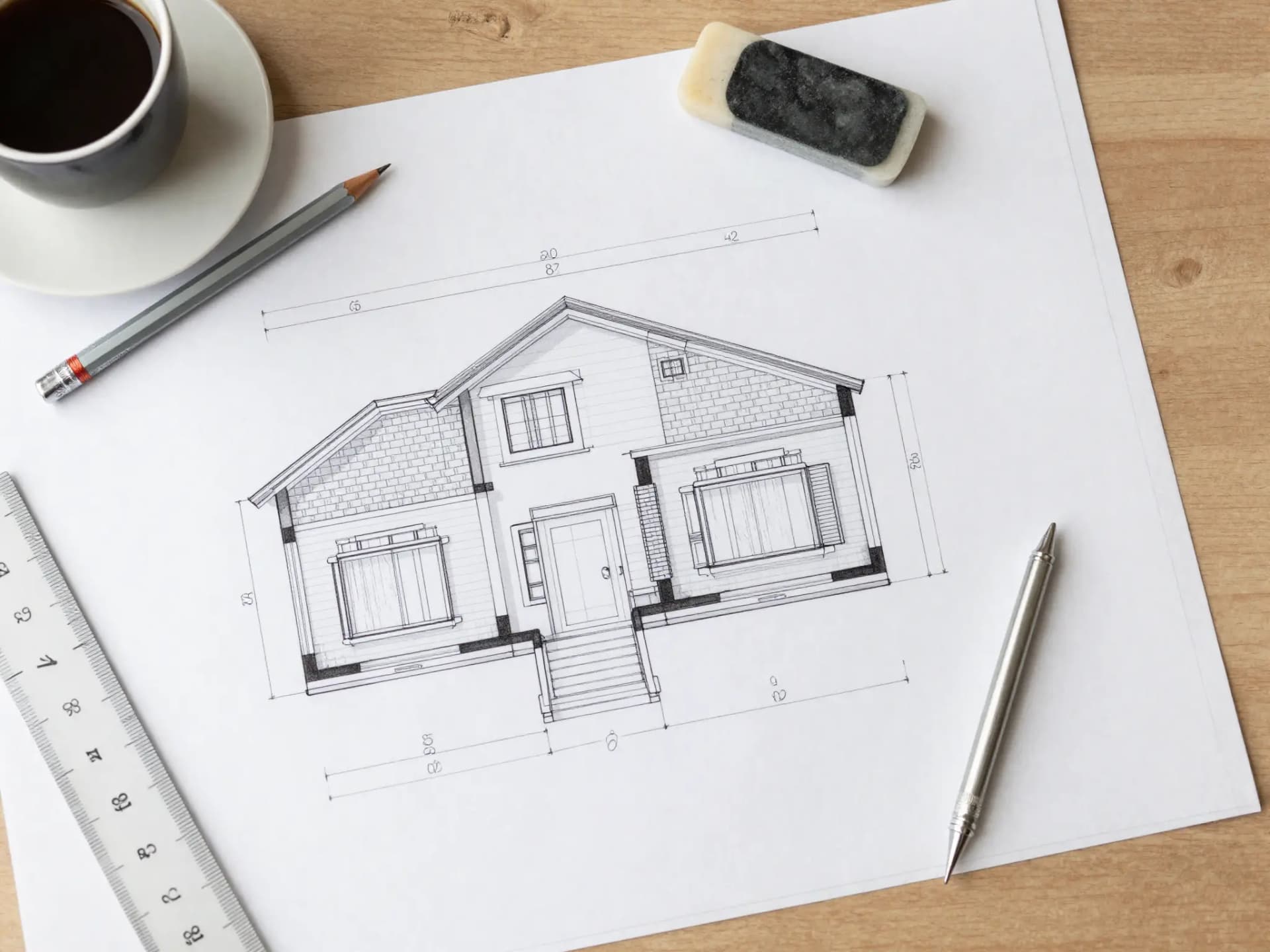 Plan architectural détaillé d'une maison individuelle